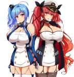  2_girls anime blue_hair breasts large_breasts multiple_girls original red_hair 