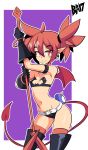 1girl arm_length_gloves bigdead93 bigdeadalive bikini_top collar cute demon demon_girl demon_tail disgaea disgaea_(series) etna gothic_lolita hot leather_boots leather_gloves looking_at_viewer makai_senki_disgaea makai_senki_disgaea_(series) micro_skirt pointy_ears red_eyes red_hair sexy skull_earrings smile stockings succubus tail thigh_boots wings