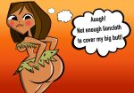 ass black_eyes breasts brown_hair brown_skin cartoon_network codykins123 courtney_(tdi) dark-skinned_female embarrassed english_text freckles hourglass_figure huge_ass latina short_hair text thick_ass thick_legs thick_thighs total_drama_island