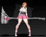  big_breasts breasts cleavage cleavage_cutout female green_eyes grenade_launcher hammer heart_cleavage_cutout heart_cutout nora_valkyrie orange_hair redhead rwby solo waifuholic weapon 