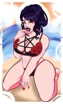  asmolteabear beach big_breasts bikini breasts goth green_eyes it&#039;sblackfriday middle_finger pentagram swimsuit tattoo tongue tongue_out tongue_piercing youtube youtuber 