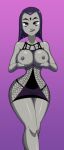  1girl bare_breasts breasts dc_comics edit female_only lingerie purple_hair raven_(dc) ravenravenraven short_hair teen_titans thick_thighs thighs wide_hips 