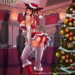  1girl 1girl 1girl ass capcom christmas christmas_tree clothed dat_ass juri_han official_art solo_female solo_focus street_fighter 