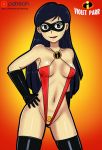  alternate_costume armpit boots breasts domino_mask gloves hand_on_hip mask nipples saberrung sling_bikini small_breasts the_incredibles violet_parr 