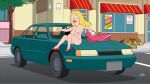  american_dad areola blonde_hair breasts car francine_smith high_heels lipstick necklace nipples nude pussy screenshot_edit torn_clothes 