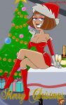  big_breasts breasts champagne_bottle champagne_glass christmas christmas_presents christmas_tree danny_phantom gloves jorgedani3l looking_at_viewer madeline_fenton santa_hat sitting_on_table stockings 
