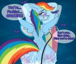  &lt;3 1girl 2018 anthro anthrofied bed collar cum dialogue english_text equine first_person_view friendship_is_magic furry hair jrvanesbroek leash looking_at_viewer looking_back mammal multicolored_hair my_little_pony panting pegasus pillow rainbow_dash rainbow_hair solo sweat text wings 