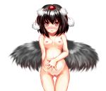  1girl aya_shameimaru black_hair black_wings blush breasts female hat nipples nude pussy shameimaru_aya short_hair solo thigh_gap touhou ukinon ukinon_(yukinosp1) uncensored wings 