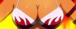  animated anime bouncing_breasts bra breasts cleavage dark-skinned_female ecchi flame food_wars gif mito_ikumi printed_bra shokugeki_no_souma 
