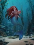  blue_eyes boobdollz breast_expansion disney gigantic_breasts mermaid princess_ariel red_hair the_little_mermaid 