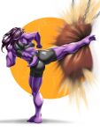 1girl 2020s 2022 2d 2d_(artwork) anthro back_view badass clothed commission_art deltarune digital_media_(artwork) female female_anthro female_only hair kick kicking lizard lizard_girl lizard_tail midriff muscular muscular_female orange_background punching_bag purple_body purple_hair purple_skin r62_(artist) reptile reptile_girl scalie simple_background small_tail solo solo_anthro solo_female sportswear susie_(deltarune) susie_(light_world_form) tail two-tone_background undertale_(series) unseen_female_face video_game_character video_games white_background