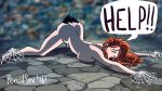  ass_up english_text female forced marvel mary_jane_watson nude red_hair restrained speech_bubble spider-man top-down_bottom-up web 