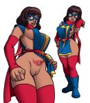  brown_hair brown_skin dark-skinned_female flashing_pussy kamala_khan marvel marvel_comics ms._marvel muslim muslim_female nipple_bulge nipple_slip pussy_juice revealing_clothes sexy_clothes stockings superheroine tongue_out 
