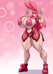 ber00 bunny_ears gigantic_ass gigantic_breasts hourglass_figure melona pink_eyes pink_hair queen&#039;s_blade slime_girl smile