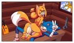  1girl cowgirl_position dreamcastzx1 girl_on_top sega sonic_(series) sonic_boom sonic_the_hedgehog tongue tongue_out v vaginal vaginal_penetration zooey_the_fox 