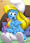  black_eyes blonde blonde_hair girl_on_top long_hair open_mouth palcomix palcomix_vip penis pussy reverse_cowgirl_position sex smurfette spread_legs the_smurfs 