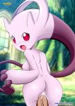  1boy 1girl anus areolae ass bbmbbf blush breast breasts creampie cum_in_pussy cum_inside erect_nipples looking_at_viewer looking_back mega_evolution mega_mewtwo mega_mewtwo_y mewtwo nintendo nipples open_mouth palcomix pokemon pokemon_xy pokepornlive red_eyes shiny shiny_skin solo_focus vaginal_penetration veins 