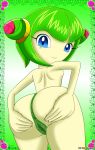  1girl 1girl anus ass big_ass clothing cosmo_the_seedrian dat_ass flora_fauna green_hair hair high_res humanoid lingerie nobody147 panties plant presenting pussy seedrian sega spreading underwear 