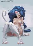  1girl 1girl abs breasts cleavage cutesexyrobutts darkstalkers felicia felicia_(darkstalkers) female_only looking_at_viewer panties stockings 
