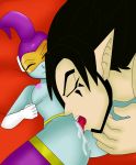 1boy 1girl blush breasts closed_eyes dragon_ball dragon_ball_super facial_mark glasses gloves kade91 licking_pussy lingerie mask pussy pussy_juice pussylicking rozie tongue universe_2