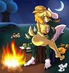  1girl absurd_res animal_crossing anthro big_penis blush boy-wolf breast_grab breasts campfire canid canine canis clothing discarded_clothing domestic_dog duo furry genitals hand_on_breast handjob hat headgear headwear high_res humanoid_genitalia humanoid_penis isabelle_(animal_crossing) kicks_(animal_crossing) kissing male male/female mammal mephitid night nintendo penile penis public_nudity scattered_clothing sex shih_tsu skunk stump tailwag video_games 