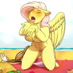 1girl 2018 5_fingers absurd_res angel_(mlp) anthro areola bag barefoot beach big_breasts blush breasts closed_eyes drooling duo equine eyebrows feathered_wings feathers feral floppy_ears fluttershy_(mlp) friendship_is_magic furry hair hat high_res horn kneel lagomorph male mammal mr.smile my_little_pony navel nipples nude open_mouth outside pink_hair portrait pubes pussy rabbit saliva seaside signature sky solo_focus tears teeth thick_thighs tongue tongue_out towel water winged_unicorn wings yellow_feathers