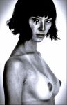  1girl black_and_white breasts close-up erect_nipples eyebrows eyelashes eyes eyeshadow faith_connors female female_human female_only games half_naked half_nude human human_only mirror&#039;s_edge nipples photo_manipulation photoshop posing solo solo_female topless video_games xnalara xps 