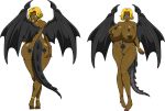  ale-mangekyo ale-mangekyo_(artist) anklet areolae ass big_ass big_breasts blue_eyes bracelet breasts brown_skin choker dragon_tail dragon_wings genderswap looking_at_viewer looking_back nipples nude one_piece pussy ring sabo tattoo yellow_hair 