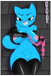  1girl anal_beads anthro big_breasts breasts cartoon_network chain clothing feline furry gloves high_res legwear mammal nicole_watterson nipples pussy pussy_juice saurian_(artist) sex_toy stockings teeth the_amazing_world_of_gumball 