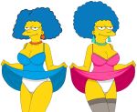  blue_hair dress_lift panties patty_bouvier selma_bouvier sisters the_simpsons 