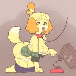 1girl animal_crossing annue_(artist) anthro big_breasts breasts canine clothing clothing_lift dog furry invalid_tag isabelle_(animal_crossing) mammal nintendo panties panties_down panty_lift petplay roleplay shih_tzu skirt skirt_lift underwear video_games