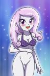  1_girl 1girl blush bottomless bra breasts equestria_girls eyebrows_visible_through_hair female female_human female_only fleur_de_lis fleur_de_lis_(mlp) friendship_is_magic hairless_pussy hand_on_stomach long_hair looking_at_viewer mostly_nude my_little_pony no_panties pussy solo standing thigh_gap white_skin 