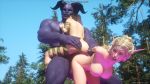  blonde blonde_hair elf elf_ears lord_kvento monster monster_cock outdoor outside outside standing standing_sex threesome world_of_warcraft 