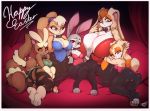  2018 5girls absurd_res anthro big_breasts breasts bunnysuit clothed clothing cream_the_rabbit crossover daughter disney easter english_text furry group happy_easter high_res huge_breasts judy_hopps lagomorph leotard lola_bunny looney_tunes lopunny mammal milf mother nintendo parent pokemon rabbit secretly_saucy sega sonic text vanilla_the_rabbit video_games warner_brothers zootopia 