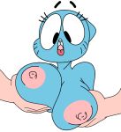  2015 anthro areola big_breasts breast_fondling breasts cat erect_nipples feline fondling mammal milf nicole_watterson nipples parent sunibee the_amazing_world_of_gumball 
