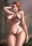  1girl arm_behind_head big_breasts female_focus female_only flowerxl freckles high_res high_resolution lingerie long_hair looking_at_viewer orange_hair solo_female solo_focus the_witcher thick_thighs triss_merigold video_game_character video_game_franchise wide_hips 