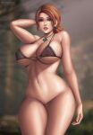  1girl arm_behind_head big_breasts female_focus female_only flowerxl freckles high_res high_resolution lingerie long_hair looking_at_viewer orange_hair paipan pussy solo_female solo_focus the_witcher thick_thighs triss_merigold video_game_character video_game_franchise wide_hips 