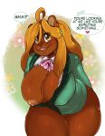  &lt;3 &lt;3_eyes 1girl 1girl anthro arnachy arthropod bear bee big_breasts blazer blonde_hair blouse bottomless breasts brown_fur clothed clothing floral_background fur furry hair hairclip honey_mandise huge_breasts insect leaning leaning_forward long_hair looking_at_viewer mammal nipple_bulge nipple_slip nipples open_mouth pussy shirt smile speech_bubble thick_thighs yellow_eyes 