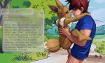 eevee fantasy furry gary_oak interspecies nearphotison outdoor outside pokemon pokemon_(anime)