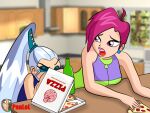 asslicking censored icy icy_(winx_club) kitchen pink_hair pizza table tecna winx_club