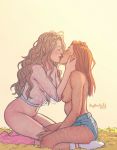  2girls breasts closed_eyes female female_only freckles ginny_weasley harry_potter kissing kneel luna_lovegood mostly_nude upthehill yuri 