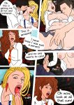  2_girls 2boys 2girls blonde_hair breast_sucking breasts brown_hair comic english_text erection fellatio fingering fingers_in_pussy handjob harry_potter hermione_granger luna_lovegood multiple_girls neville_longbottom oral panties panties_aside partially_clothed pencilsex_(artist) ron_weasley skirt speech_bubble vaginal_fingering 
