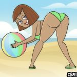  ass beach beach_ball bent_over bikini danny_phantom looking_at_viewer looking_back madeline_fenton tsmdraws 