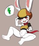  $ 1girl 1girl 2018 anthro bottomless clothed clothing dragon_ball dragon_ball_super fur furry hat lagomorph lfer mammal open_mouth pussy rabbit red_eyes scarf simple_background smile sorrel_(dragon_ball) white_fur 