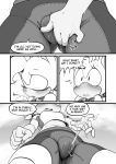  1girl 1girl anthro argento blush clothed clothing comic english_text footwear furry greyscale hedgehog mammal masturbation monochrome open_mouth pussy_juice pussy_juice_string shoes sophie_(argento) sweat text vaginal vaginal_masturbation wide_hips 
