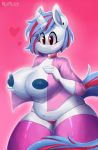  &lt;3 1girl 1girl anthro breasts collar equine fan_character furry gradient_background horn horse mammal pink_background pony riipley simple_background unicorn 
