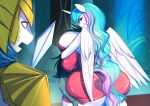  1girl 2018 anthro armor ass bakki big_ass big_breasts breasts clothed clothing digital_media_(artwork) equine feathered_wings feathers friendship_is_magic furry group hair horn huge_breasts hyper hyper_breasts long_hair mammal multicolored_hair my_little_pony open_mouth princess_celestia princess_celestia_(mlp) royal_guard_(mlp) smile winged_unicorn wings 