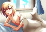 1girl ast_exception bed blanket blush collarbone completely_nude completely_nude_female flat_chest fuyutsuki_asuto indoors lying misaka_mikoto naked_sheet nipples nude nude_female solo teen teen_girl teenage teenage_girl teenager to_aru_kagaku_no_railgun to_aru_majutsu_no_index under_covers window young young_girl