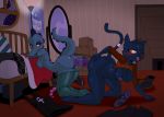 1girl 2018 alligator anal_beads anthro armwear ass bea_(nitw) bed bedroom big_ass black_fur blush breasts cat cigarette clitoris clitoris_piercing clothed clothing crocodilian detailed_background dildo discarded_clothing double_dildo duo eide_(nitw) feet feline female/female fishnet fishnet_armwear fishnet_legwear fishnet_stockings footwear fur furry genital_piercing hand_on_butt high_res legwear looking_back looking_pleasured mae_(nitw) mammal mostly_nude night_in_the_woods nipple_piercing nipples one_eye_closed penetration piercing pussy pussy_juice pussy_piercing raised_tail reptile scalie sex sex_toy shoes slashysmiley smoking stockings sweat toes tongue tongue_out vaginal vaginal_penetration