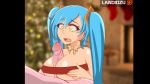  1boy 1girl animated aqua_hair breast_hold christmas clothed_female_nude_male clothed_sex cum cum_in_hair cum_on_body cum_on_breasts cum_on_face dark-skinned_male embarrassed foreskin has_audio hetero holding_breasts huge_breasts landidzu league_of_legends looking_at_penis male/female massive_breasts paizuri paizuri_lead_by_female partially_clothed sona tagme trace twin_tails uncensored webm yellow_eyes 